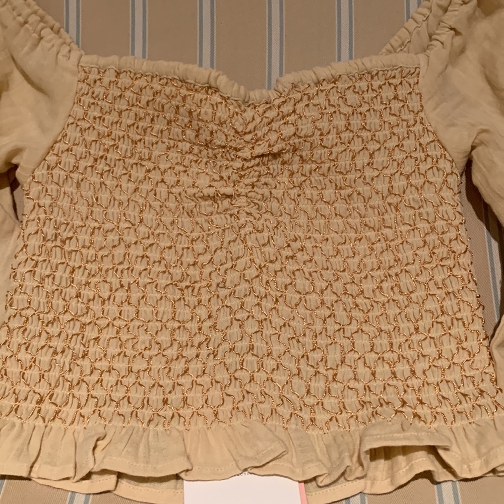 SPELL & THE GYPSY COLLECTIVE JESSE JANE CROPPED BLOUSE IN HONEY SIZE SMALL - Picture 7 of 15
